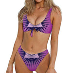 Purple Eye of Providence Print Front Bow Tie Bikini