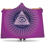 Purple Eye of Providence Print Hooded Blanket