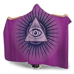 Purple Eye of Providence Print Hooded Blanket