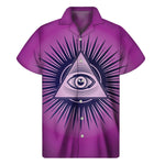 Purple Eye of Providence Print Men's Short Sleeve Shirt
