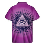 Purple Eye of Providence Print Men's Short Sleeve Shirt