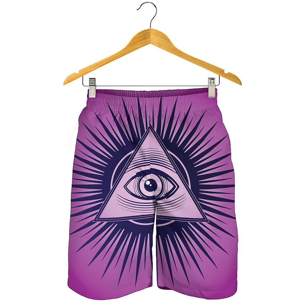 Purple Eye of Providence Print Men's Shorts