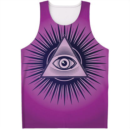 Purple Eye of Providence Print Men's Tank Top