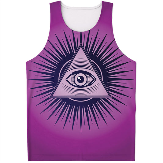 Purple Eye of Providence Print Men's Tank Top