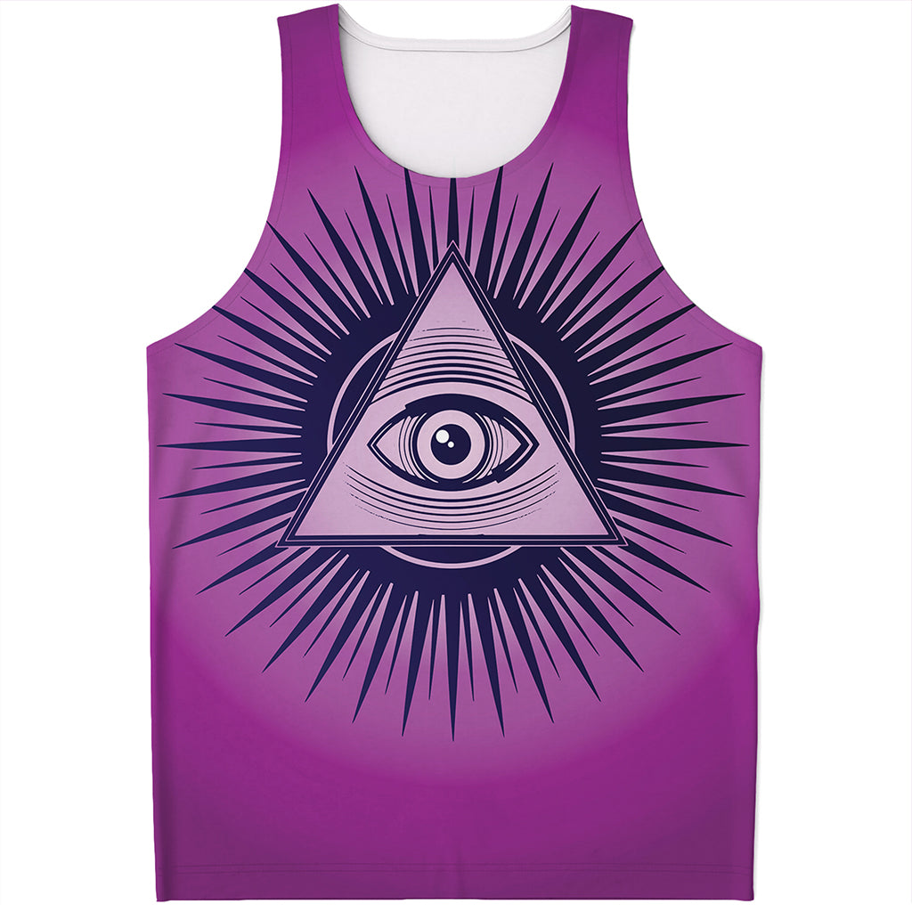 Purple Eye of Providence Print Men's Tank Top