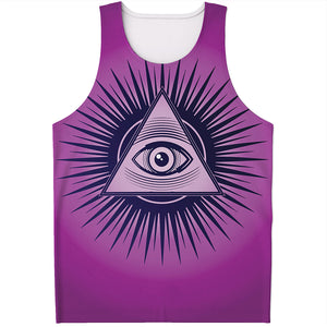 Purple Eye of Providence Print Men's Tank Top