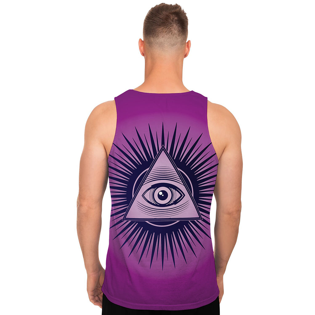 Purple Eye of Providence Print Men's Tank Top