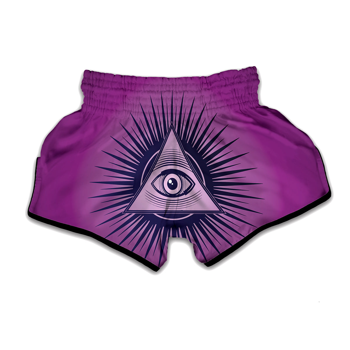 Purple Eye of Providence Print Muay Thai Boxing Shorts