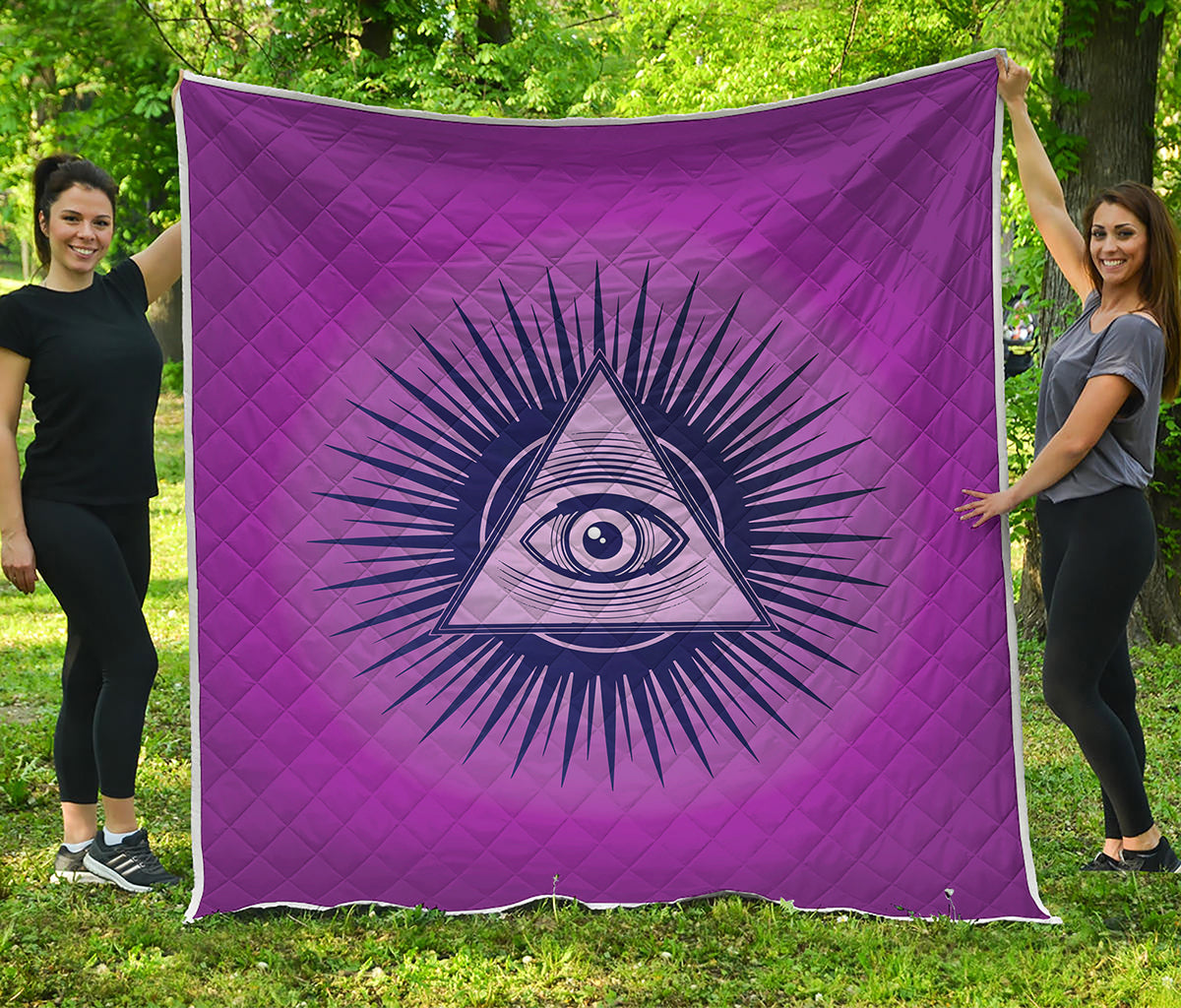 Purple Eye of Providence Print Quilt
