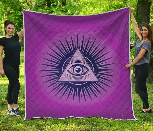 Purple Eye of Providence Print Quilt