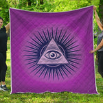 Purple Eye of Providence Print Quilt
