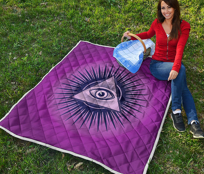 Purple Eye of Providence Print Quilt