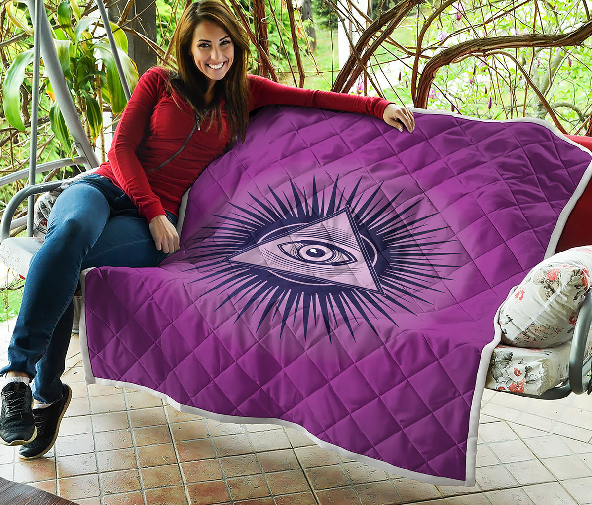 Purple Eye of Providence Print Quilt
