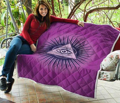 Purple Eye of Providence Print Quilt