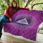 Purple Eye of Providence Print Quilt