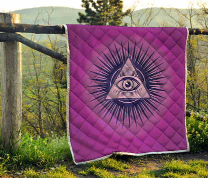 Purple Eye of Providence Print Quilt