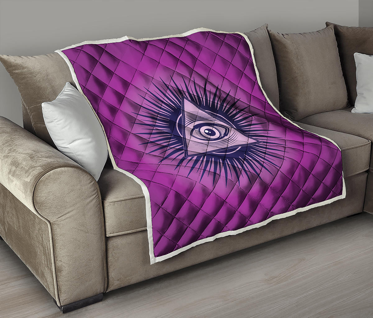 Purple Eye of Providence Print Quilt