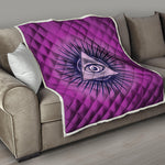 Purple Eye of Providence Print Quilt