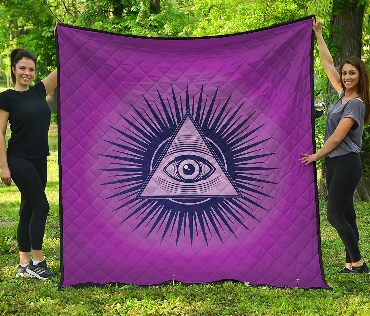 Purple Eye of Providence Print Quilt