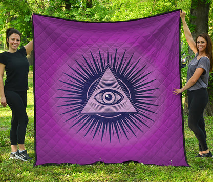 Purple Eye of Providence Print Quilt