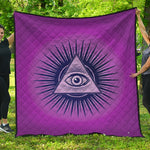 Purple Eye of Providence Print Quilt