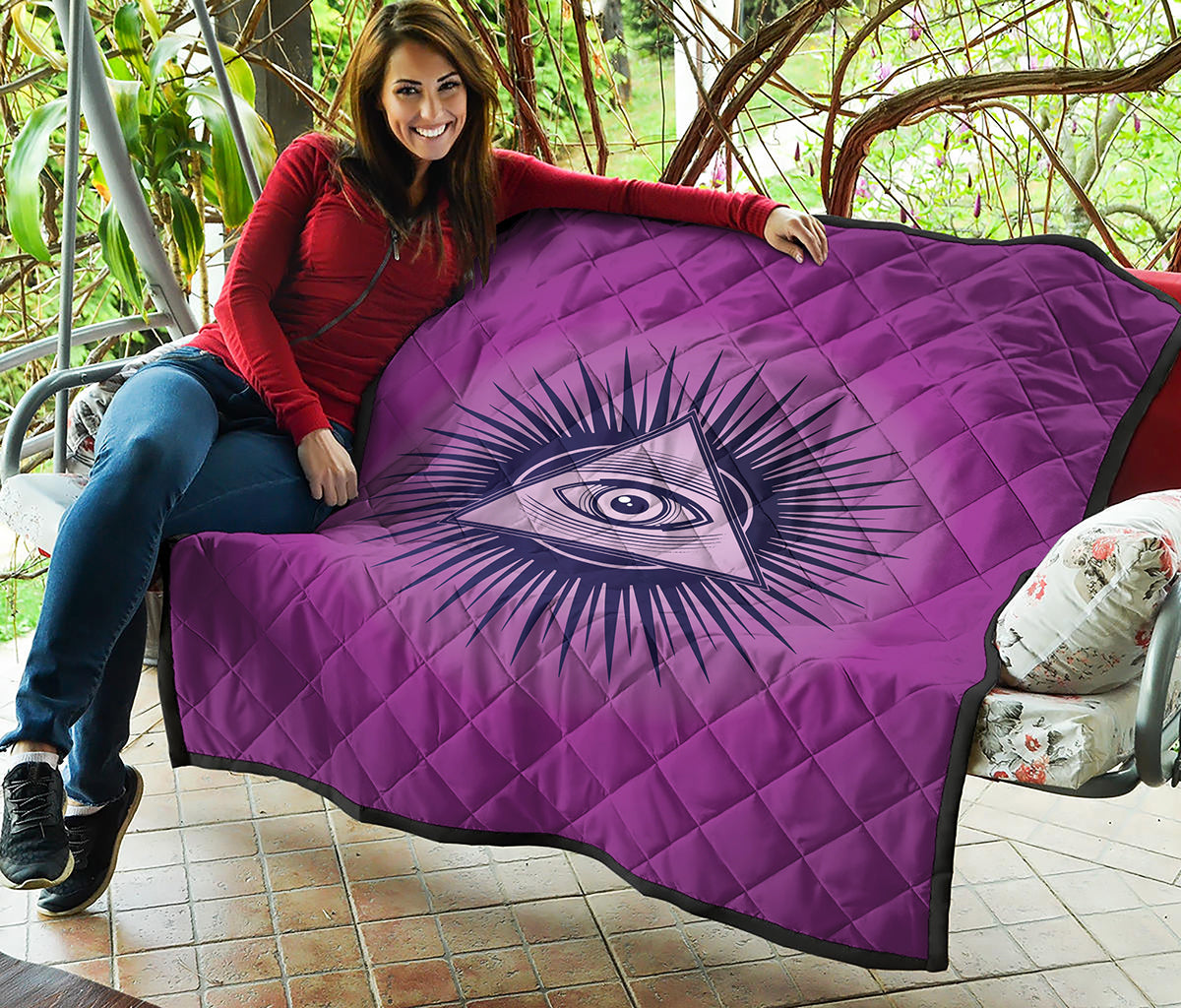 Purple Eye of Providence Print Quilt