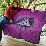 Purple Eye of Providence Print Quilt