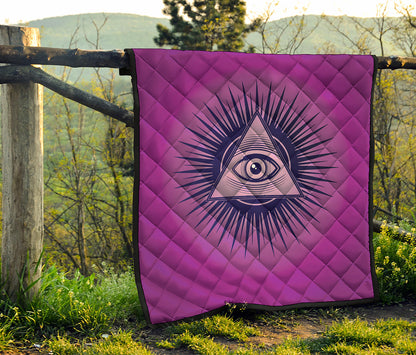 Purple Eye of Providence Print Quilt