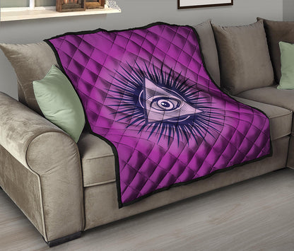 Purple Eye of Providence Print Quilt