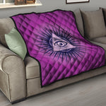 Purple Eye of Providence Print Quilt