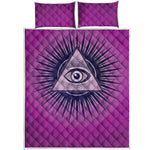 Purple Eye of Providence Print Quilt Bed Set