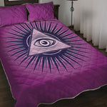 Purple Eye of Providence Print Quilt Bed Set