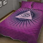 Purple Eye of Providence Print Quilt Bed Set