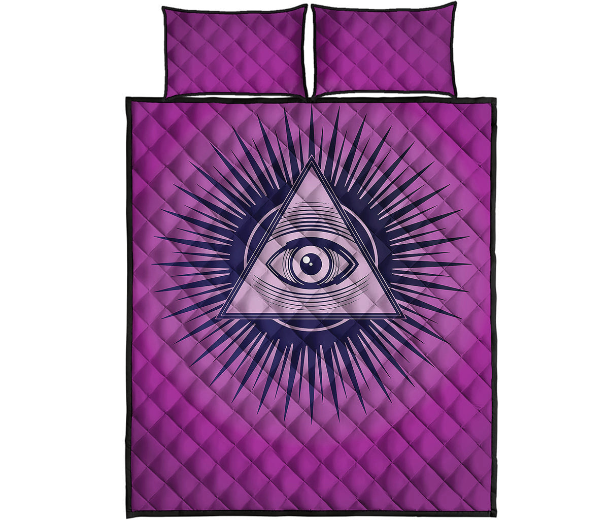 Purple Eye of Providence Print Quilt Bed Set