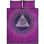 Purple Eye of Providence Print Quilt Bed Set