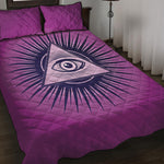 Purple Eye of Providence Print Quilt Bed Set