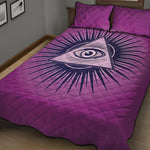 Purple Eye of Providence Print Quilt Bed Set