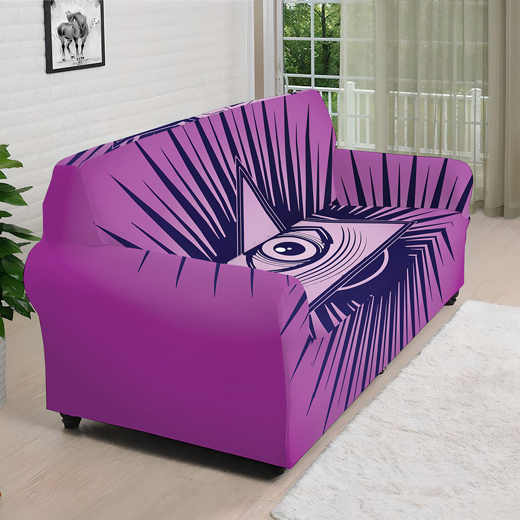 Purple Eye of Providence Print Sofa Cover