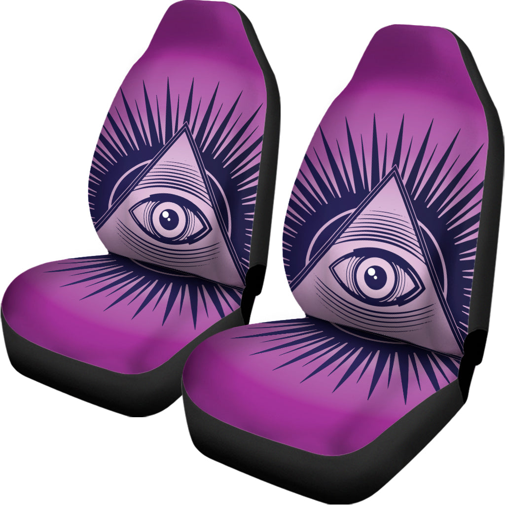 Purple Eye of Providence Print Universal Fit Car Seat Covers