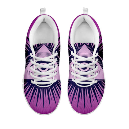 Purple Eye of Providence Print White Sneakers