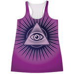 Purple Eye of Providence Print Women's Racerback Tank Top