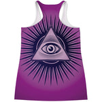Purple Eye of Providence Print Women's Racerback Tank Top