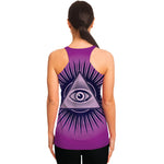 Purple Eye of Providence Print Women's Racerback Tank Top