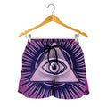 Purple Eye of Providence Print Women's Shorts
