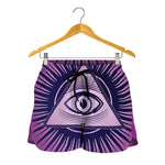 Purple Eye of Providence Print Women's Shorts