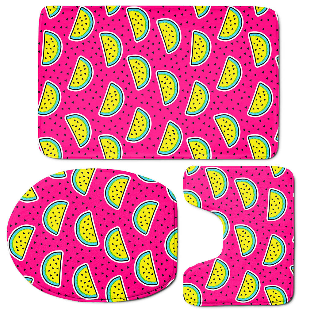Purple Fancy Watermelon Pattern Print 3 Piece Bath Mat Set