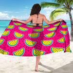 Purple Fancy Watermelon Pattern Print Beach Sarong Wrap