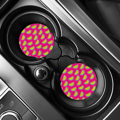 Purple Fancy Watermelon Pattern Print Car Coasters