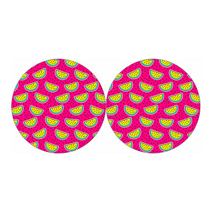 Purple Fancy Watermelon Pattern Print Car Coasters