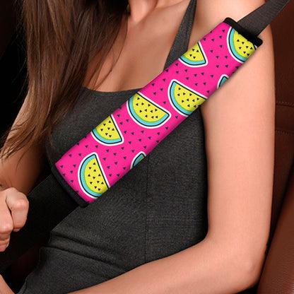 Purple Fancy Watermelon Pattern Print Car Seat Belt Covers